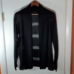 Lafayette 148 Sheer Silk Striped Cardigan M